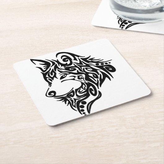 Tribal Wolf Rechteckiger Pappuntersetzer (angewinkelt)