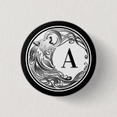 Tribal Wolf - Schattenmonogramm Button (Vorderseite)