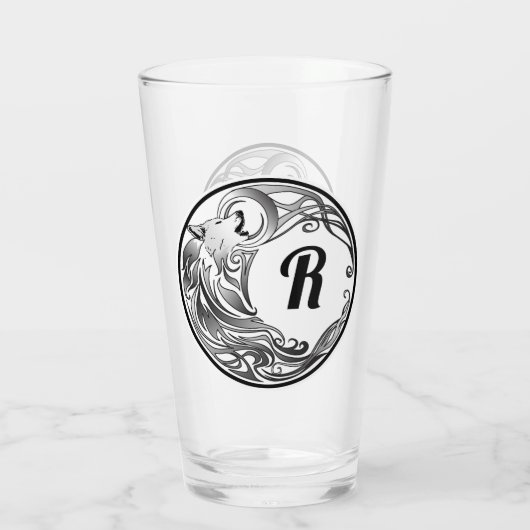 Tribal Wolf - Schattenmonogramm Glas (Rückseite)