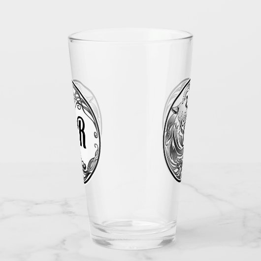 Tribal Wolf - Schattenmonogramm Glas (Rechts)