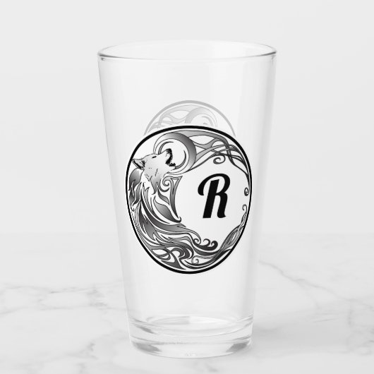 Tribal Wolf - Schattenmonogramm Glas (Vorderseite)