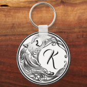 Tribal Wolf schattierte Monogramm Schlüsselanhänger (Vorderseite)