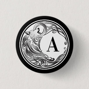 Tribal Wolf - Schattiertes Monogramm Button