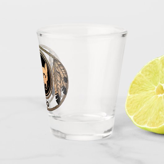 Tribal Wolf Shot Glass Metis Flag Brillen und Cups Schnapsglas (Rechts)