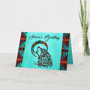 Tribal Wolf-Urlaubskarte Feiertagskarte
