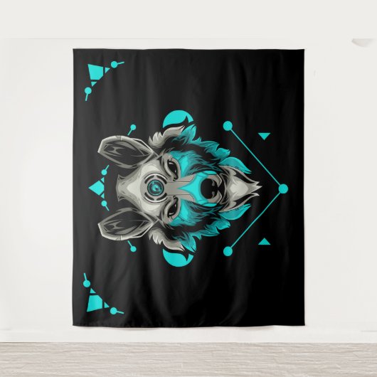 Tribal Wolf Wandteppich (Vorderseite)