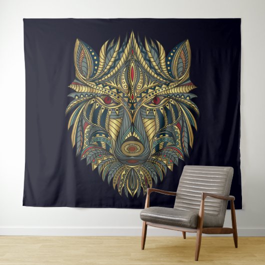 Tribal Wolf Wandteppich (Beispiel (Horizontal))