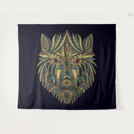 Tribal Wolf Wandteppich (Vorderseite (Horizontal))