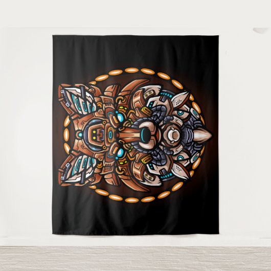 Tribal Wolf Wandteppich (Vorderseite)