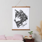 Tribal Wolf Wandteppich Mit Holzrahmen (Schlafzimmer)