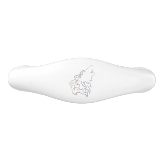Tribal Wolf White Taupe Gradient Keramik Schubladengriff (Vorderseite)
