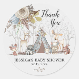 Tribal Woodland Animals Baby Showboy Favor Geschen Runder Aufkleber