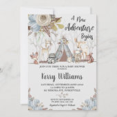 Tribal Woodland Animals Baby Shower Baby Boy Einladung (Vorderseite)