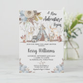 Tribal Woodland Animals Baby Shower Baby Boy Einladung (Stehend Vorderseite)