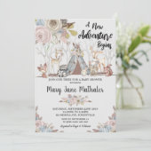 Tribal Woodland Animals Baby Shower Baby Girl Einladung (Stehend Vorderseite)