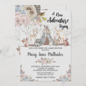 Tribal Woodland Animals Baby Shower Baby Girl Einladung (Vorne/Hinten)