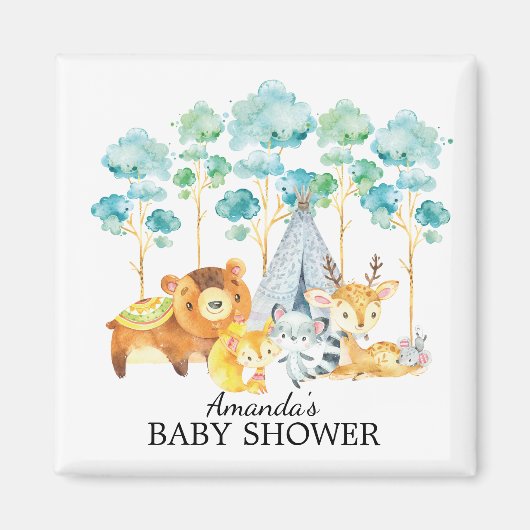 Tribal Woodland Animals Baby Shower Fevor Magnet (Vorne)