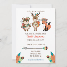 Tribal Woodland Animals Boho Baby Shower Einladung