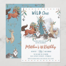 Tribal Woodland Animals Boy Wild 1 1. Geburtstag