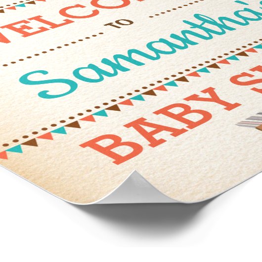 Tribal Woodland Baby Animals Wild One Willkommen Poster (Ecke)