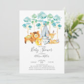 Tribal Woodland Baby Shower Einladung (Stehend Vorderseite)