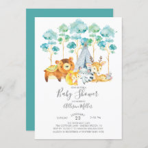 Tribal Woodland Baby Shower Einladung