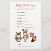 Tribal Woodland Baby Shower Predictions Game (Vorderseite)