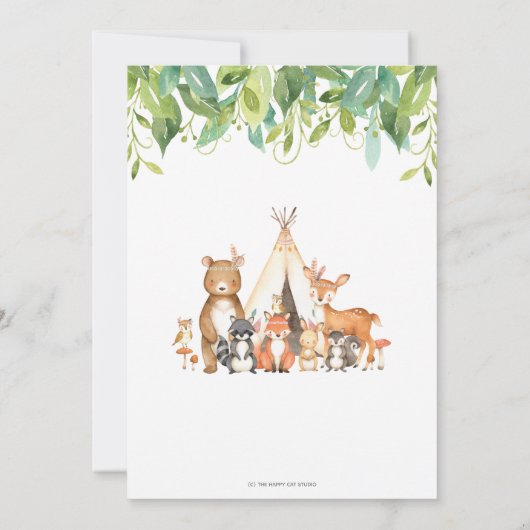 Tribal Woodland Baby Shower von Mail Greenery Boy Einladung (Rückseite)