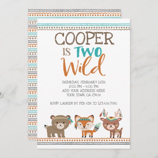 Tribal Woodland Einladung (Vorne/Hinten)