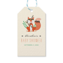 Tribal Woodland Fox Baby Shower Tags