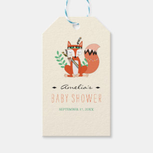 Tribal Woodland Fox Baby Shower Tags Geschenkanhänger