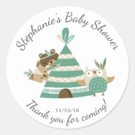 Tribal Woodland Neutral Baby Shower Sticker