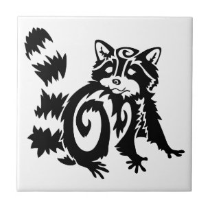 Tribal Woodland Raccoon Design Fliese