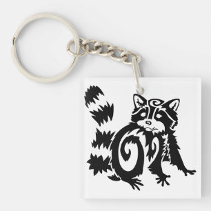 Tribal Woodland Raccoon Design Schlüsselanhänger