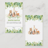 Tribal Woodland Tiere Grüne Boy Diaper Raffle Begleitkarte (Vorne/Hinten)
