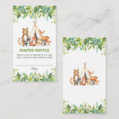 Tribal Woodland Tiere Grüne Windeln Raffle Begleitkarte (Vorne/Hinten)