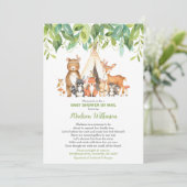 Tribal Woodland Virtual Baby Shower Mail Greenery Einladung (Stehend Vorderseite)