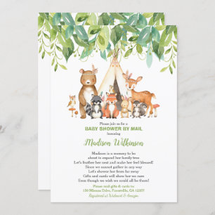 Tribal Woodland Virtual Baby Shower Mail Greenery Einladung