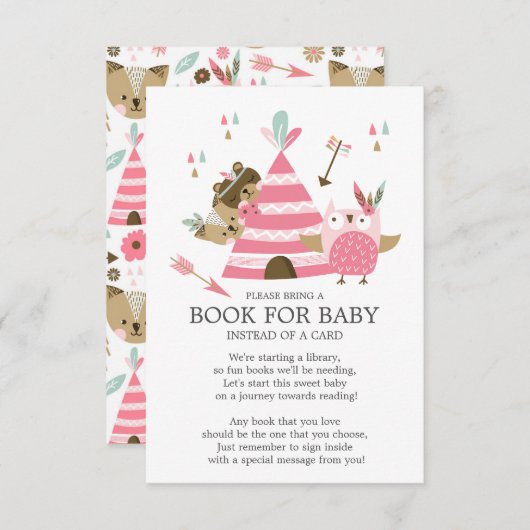 Tribal Woodland Wild One Baby Shower Book for Baby Einladung (Vorne/Hinten)