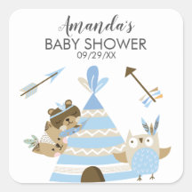 Tribal Woodland Wild One Baby Shower Sticker
