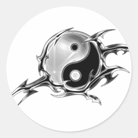 Tribal Yin Yang Runder Aufkleber (Vorderseite)