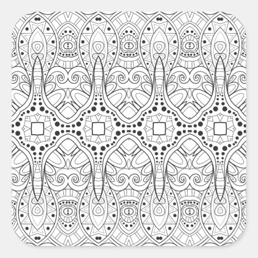 Tribal Zendoodle Design Quadratischer Aufkleber (Vorderseite)
