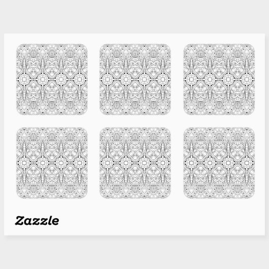 Tribal Zendoodle Design Quadratischer Aufkleber (Blatt)