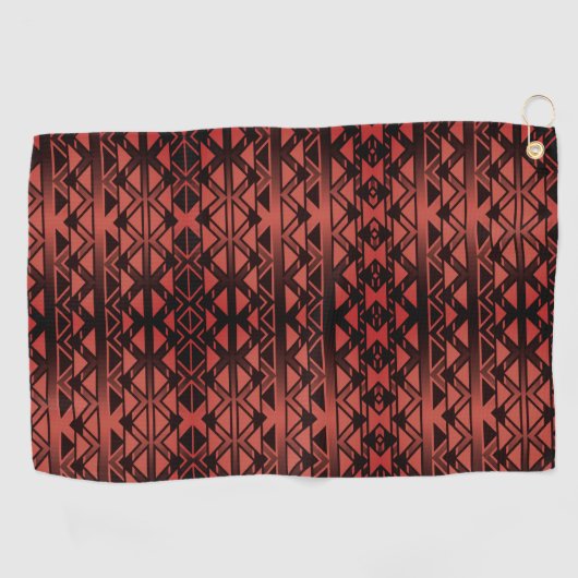 Tribal ZigZag Dreiecke auf Gradienten Dunkler Lach Golfhandtuch (Horizontal)