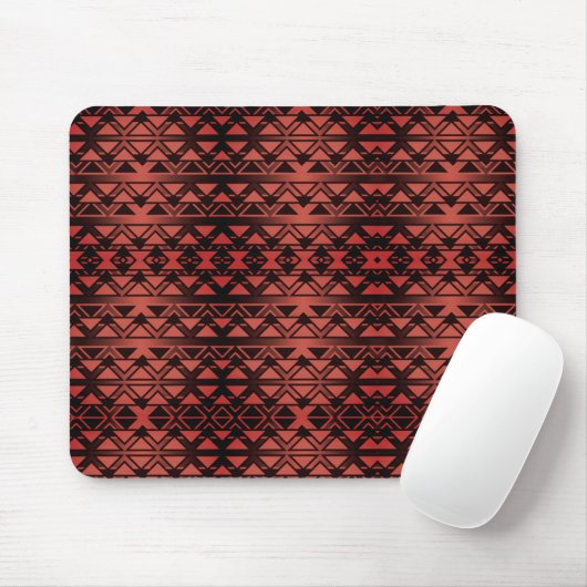 Tribal ZigZag Dreiecke auf Gradienten Dunkler Lach Mousepad (Mit Mouse)
