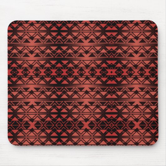 Tribal ZigZag Dreiecke auf Gradienten Dunkler Lach Mousepad (Vorne)