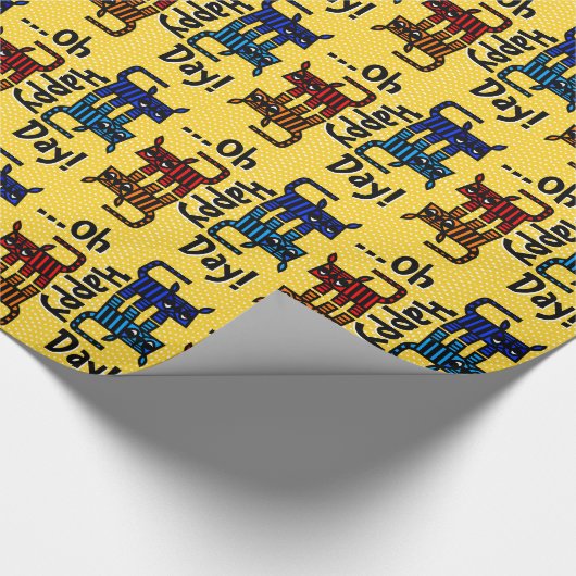 Tribal Zoo in Gelb (Kids Wrapping Paper) Geschenkpapier (Ecke)