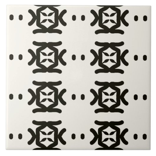 Tribal Zuhause Zen Garden Walk Black & White Fliese (Vorderseite)