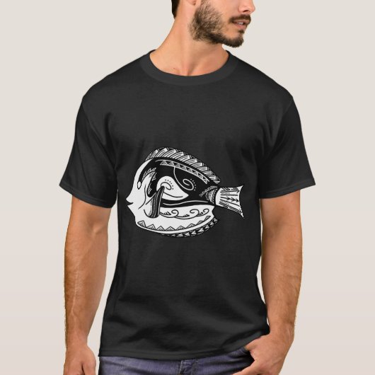 Tribaler Blautang-Fisch T-Shirt (Vorderseite)