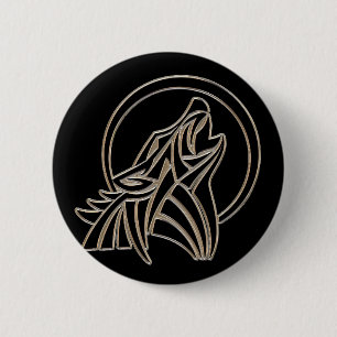 Tribaler metallischer Heulwolf-Emblem Button